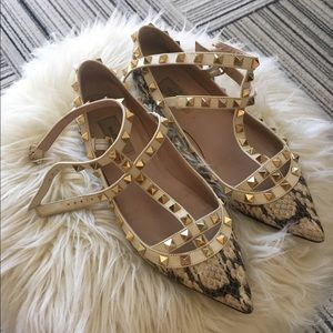 Valentino Rockstud Python Flats - Size 37